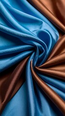 Swirling silk fabrics in blue and brown