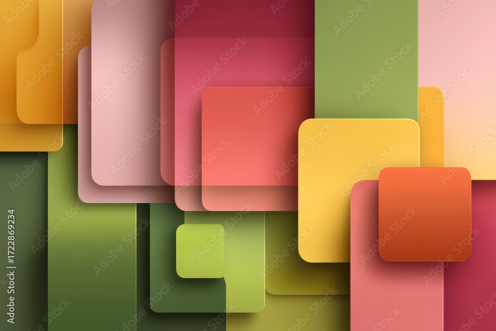 Poster colorful geometric overlapping shapes forming a modern abstract layered background