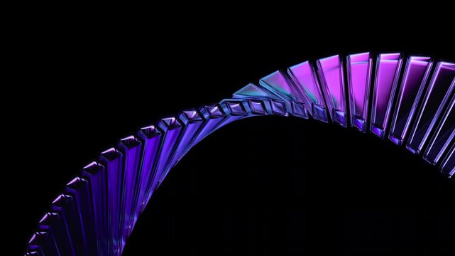 Abstract glass shape on a black background, 4k seamless loop animation, 3d render