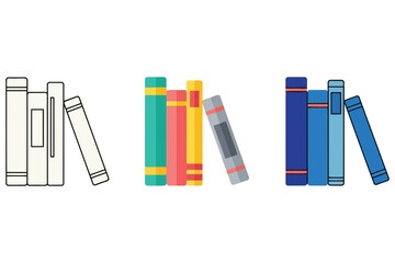 Vector art of a colorful illustration showcases a set of books arranged in a neat row, perfect for educational or decorative purposes, adding a touch of knowledge and charm