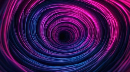 Fototapeta premium Abstract glowing purple and blue neon light lines forming a vibrant optical illusion tunnel or vortex. Digital technology concept