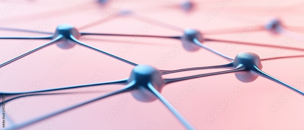 Poster network nodes connecting with futuristic bio inspired design showing advancement in synthetic biolog