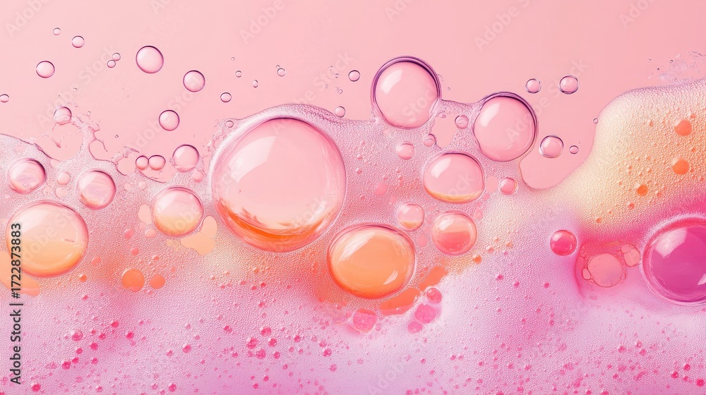 Poster abstract cellular structures with organic molecules and fluid dynamics, showcasing nascent biologica