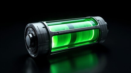 Advanced Nuclear Battery Power Cell with Green Energy Indicator for Clean Technology Concept