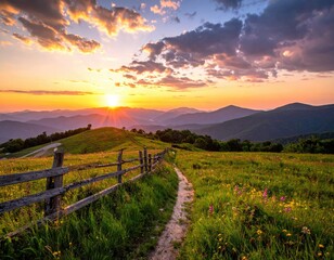 Scenic mountain path at sunset (3)