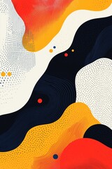 Abstract Geometric Sound Wave Pattern in Red, Yellow, and Black