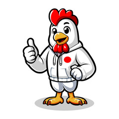 Cheerful Chicken Mascot Giving a Thumbs Up