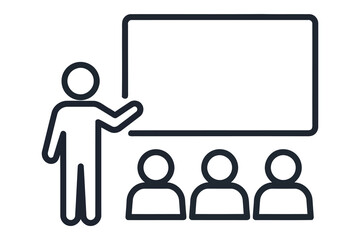 Vector art of presentation icon a simple linear representation of a person presenting to an audience vector illustration of a business meeting or educational seminar