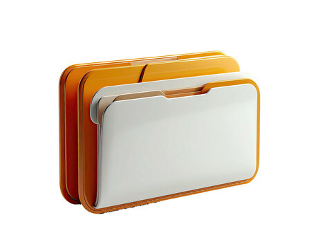 A 3D rendered orange folder icon with a white label, suggesting digital organization or data storage