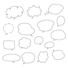 【線のみ】手描きの色々な吹き出しセット