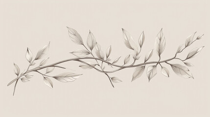 Naklejka premium Elegant botanical illustration featuring delicate leaves and intricate branch design