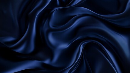 Obraz premium Elegant navy blue silk fabric with flowing waves, perfect for luxury fashion and design projects