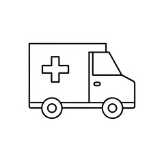 Outlined ambulance vehicle icon on transparent background