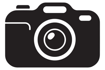 Camera silhouette vector art illustration minimal outline design for photography concept
