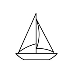 Simple outline of a sailboat on transparent background