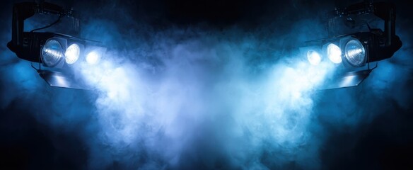 The Spectacular Stage Lights Illuminating a Foggy Atmosphere for Events.