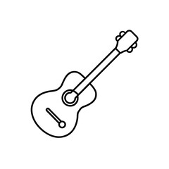 Outline drawing of a guitar on transparent background