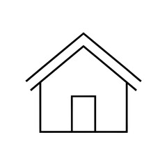 Simple house outline with door on transparent background