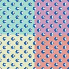 Seamless pattern of blue peas with white flowers in the middle on a light background