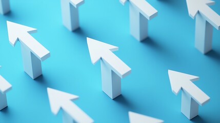 White arrows point upward on a blue background.