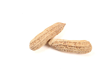 Two Whole Peanuts in Shells Isolated on White Background