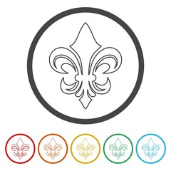  Fleur de lis line icon. Set icons in color circle buttons © sljubisa