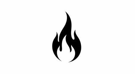Striking black flame icon against a clean white backdrop illustration, showcasing heat and energy