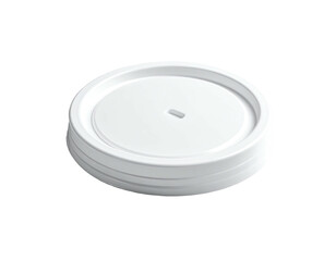 White, round, disposable paper beverage lid with a central sipping hole and slightly raised edges
