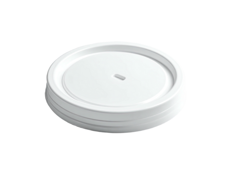 White, round, disposable paper beverage lid with a central sipping hole and slightly raised edges