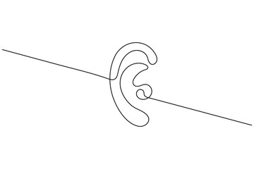 Ear symbol one line art minimalist outline vector isolated abstract design illustration
