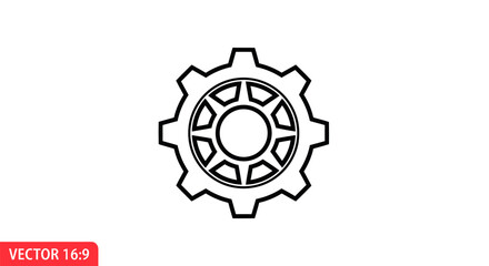 Symmetrical gear icon for design mechanical processes and system integration