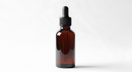 Fototapeta premium Amber glass dropper bottle isolated on white background