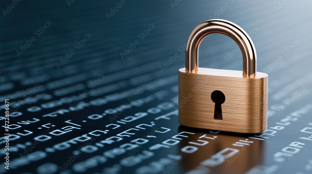 Aufkleber digital padlock symbolizes security and encryption binary code background, representing data