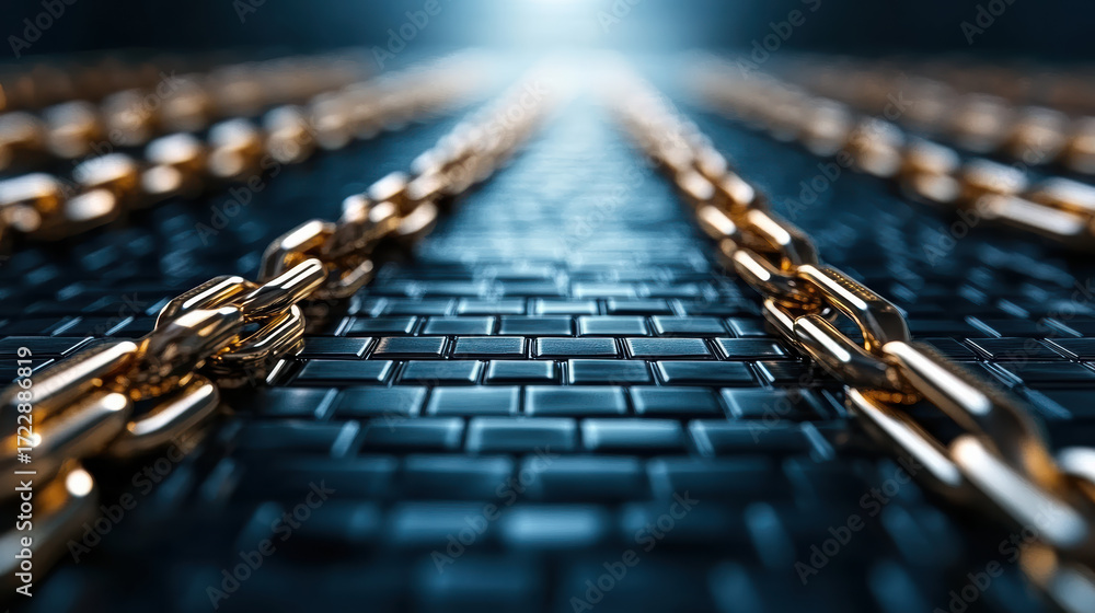 Aufkleber golden chains glimmer on textured surface, creating striking visual effect