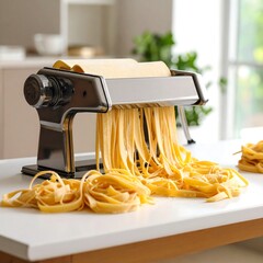 Fresh pasta machine making noodles