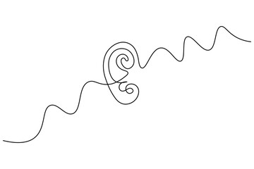 Ear symbol one line art minimalist outline vector isolated abstract design illustration
