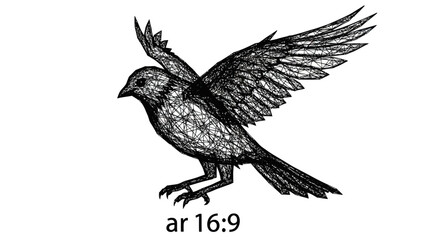 Geometric line art illustration showcasing the elegance and grace of a bird in flight