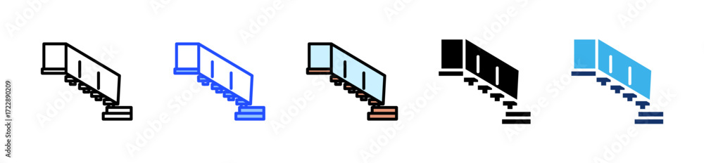 Poster modern staircase icon collection with multiple styles