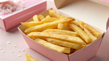 french fries in a white box