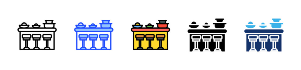 Kitchen Island Icon Collection With Multiple Styles