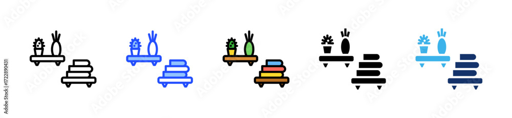 Poster floating shelves icon collection with multiple styles