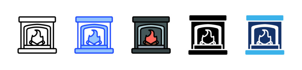 Cozy Fireplace Icon Collection With Multiple Styles