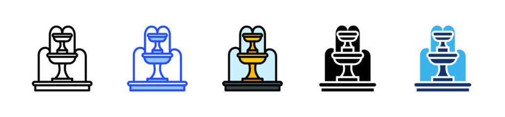 Indoor Fountain Icon Collection With Multiple Styles