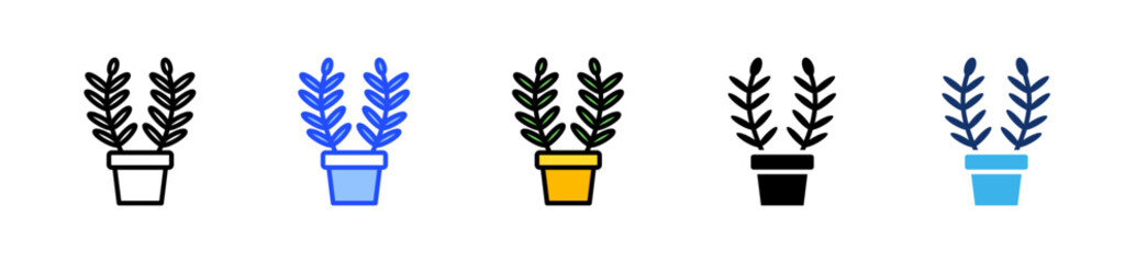 Indoor Plant Icon Collection With Multiple Styles