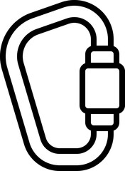 Black carabiner icon - outline