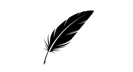Obraz premium Monochromatic feather illustration highlighting delicate barbs and graceful curvature