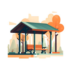 Obraz premium Tranquil Park Gazebo. A Serene Autumn Scene
