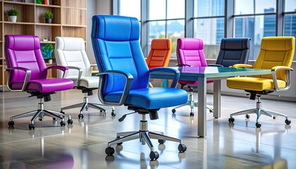 Colorful office chairs in a modern room