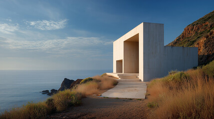 Minimalist Coastal House with Geometric Design Overlooking Ocean