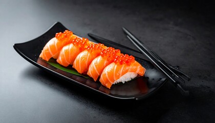 Fresh salmon nigiri sushi
